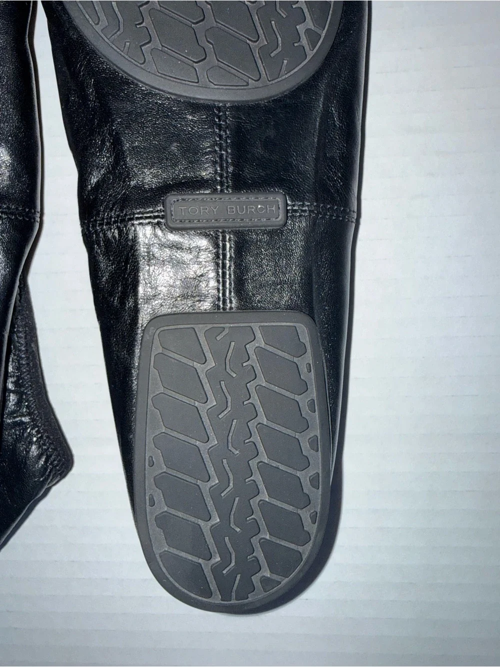 TORY BURCH Perfect Black Leather REVA Travel Foldable Comfort Ballet Flats 8.5